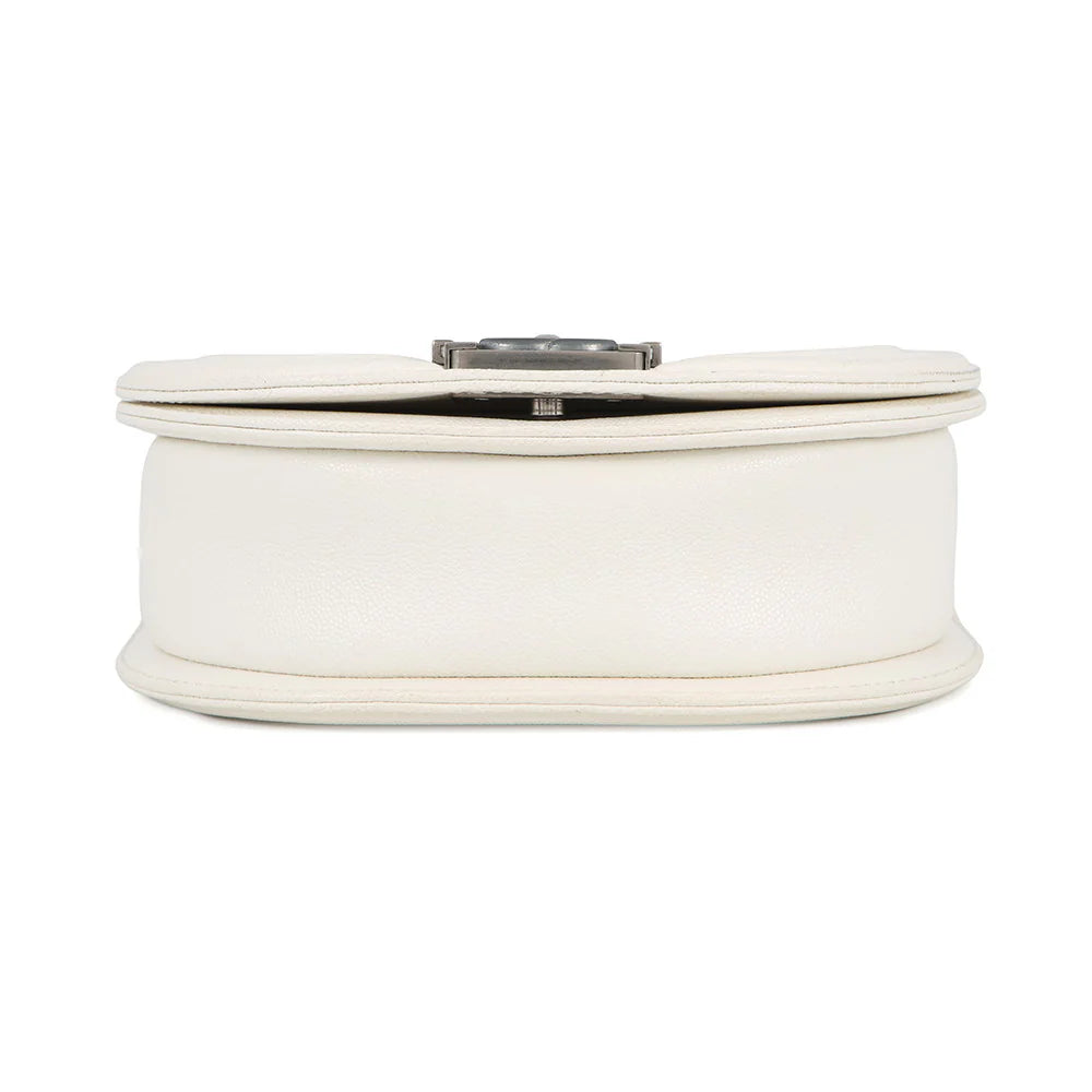Chanel White Quilted Small Boy Messenger Bag