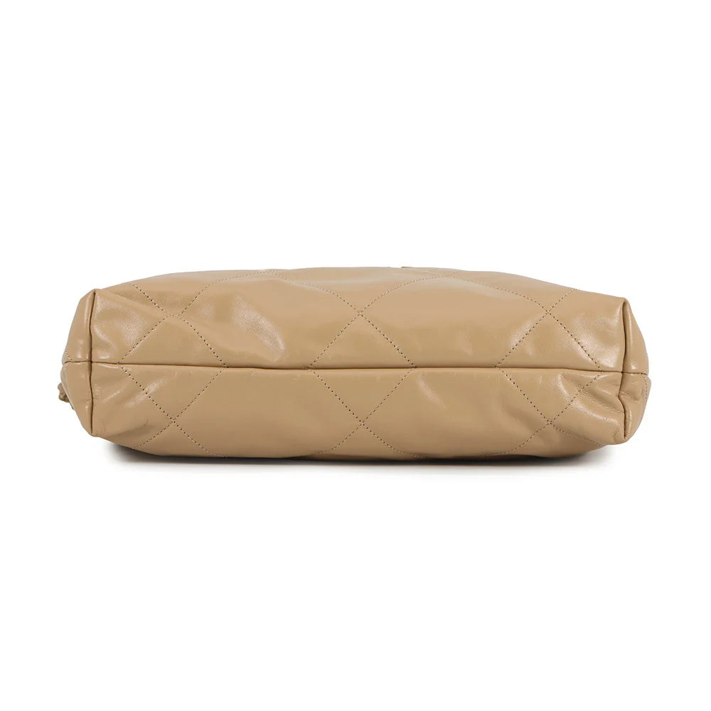 Chanel Beige Quilted Shiny Bag
