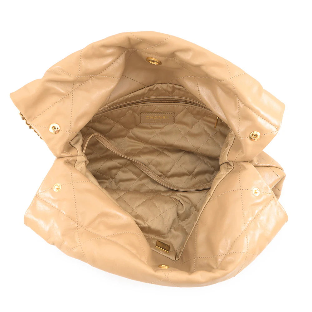 Chanel Beige Quilted Shiny Bag