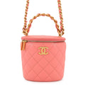Chanel Pink Quilted Lambskin Small Vanity Case with Twisted Handle