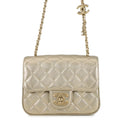 Chanel Metallic Gold Quilted Grained Calfskin Mini Flap Bag