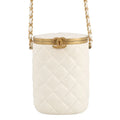 Chanel White Quilted Lambskin Small Cylindrical Vanity Case