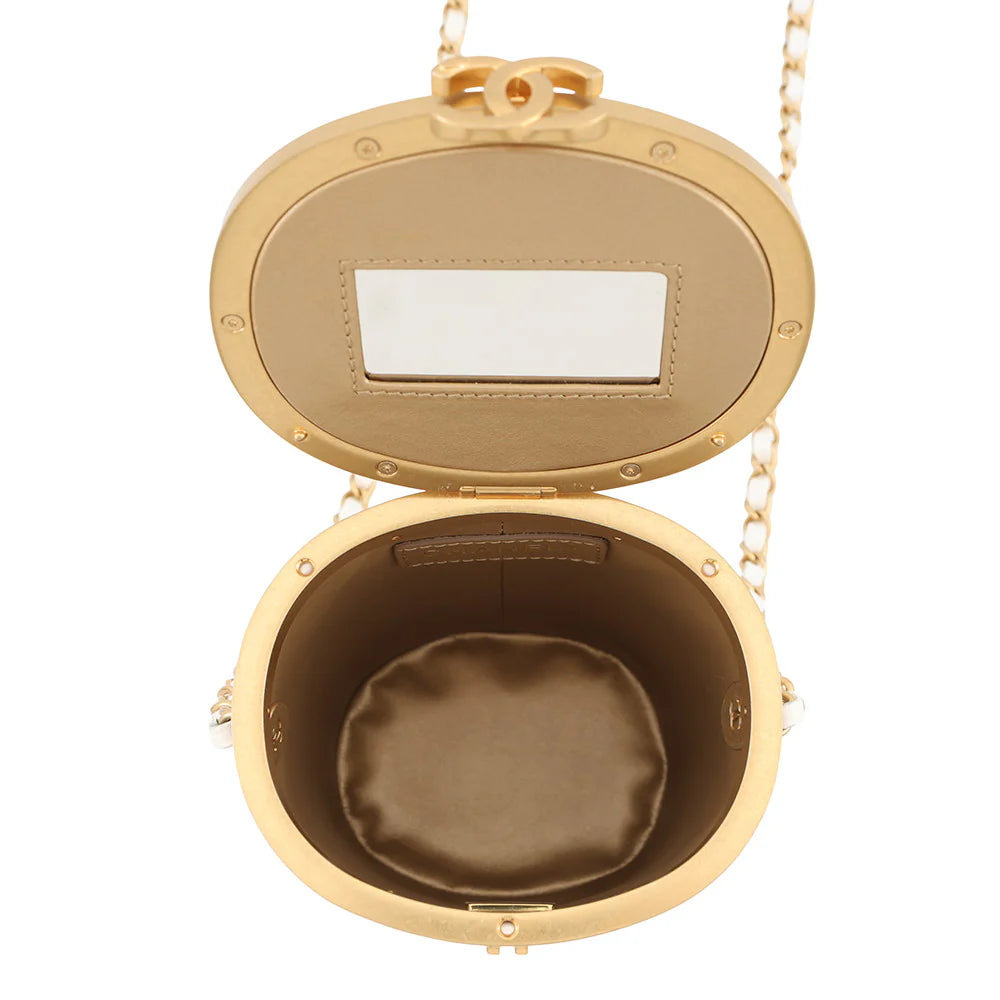 Chanel White Quilted Lambskin Small Cylindrical Vanity Case