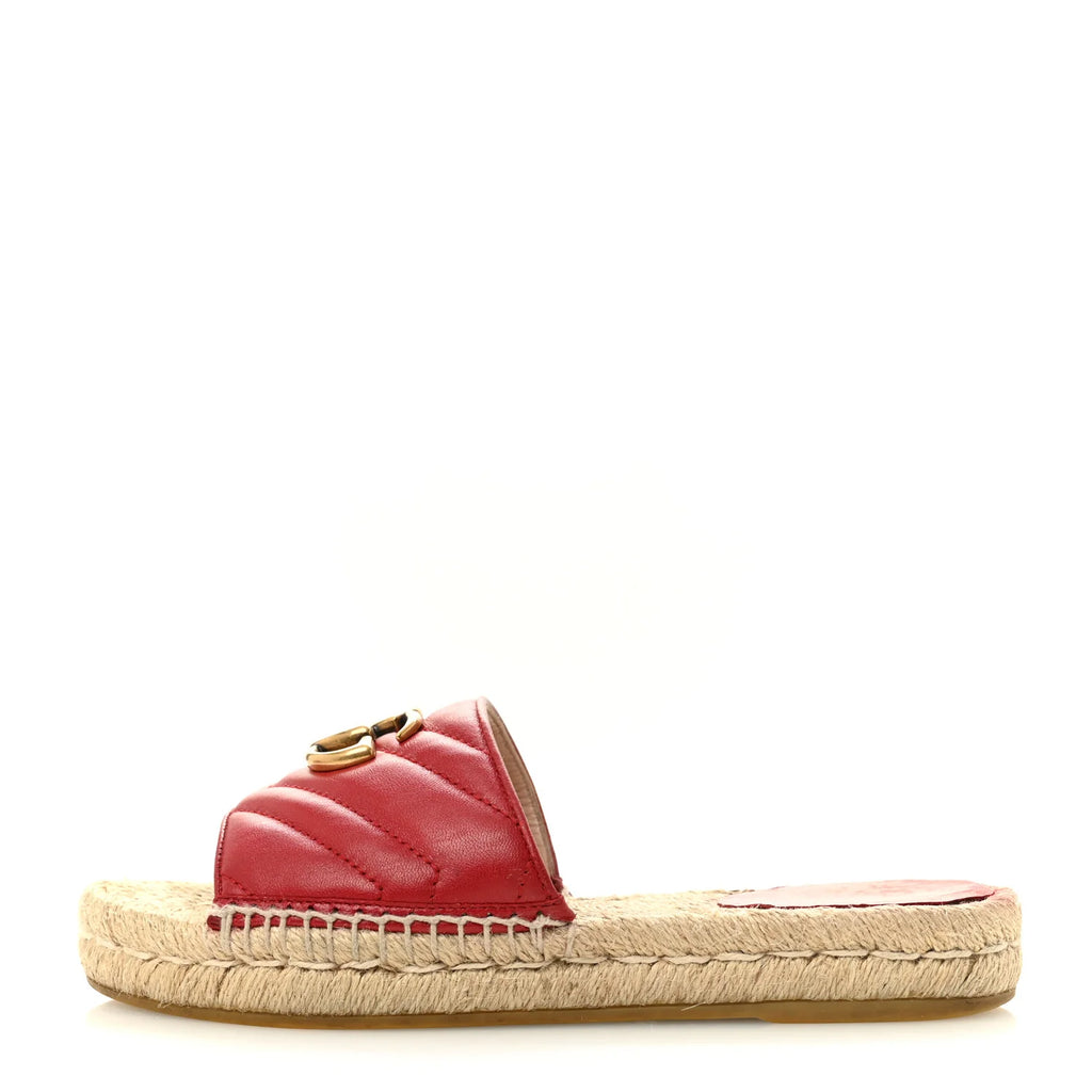 Gucci Red Quilted Espadrille Slides