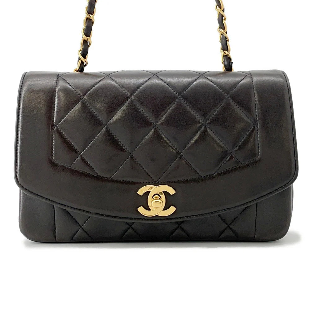 Chanel Vintage Black Quilted Lambskin Diana Flap Bag