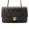 Chanel Vintage Black Quilted Lambskin Diana Flap Bag