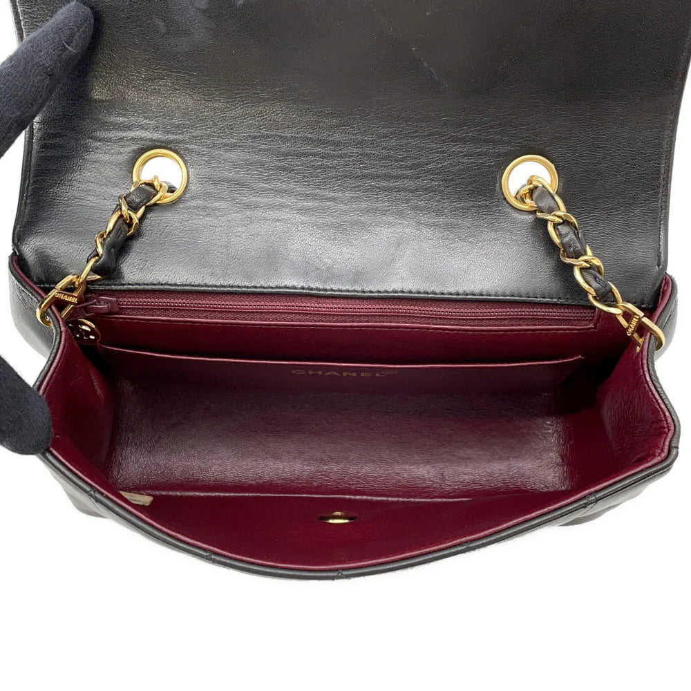 Chanel Vintage Black Quilted Lambskin Diana Flap Bag