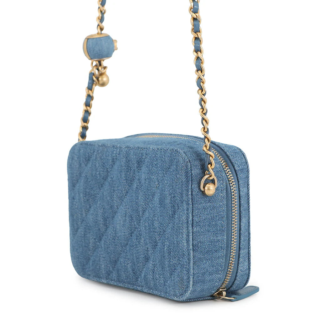 Chanel Blue Quilted Denim Bag