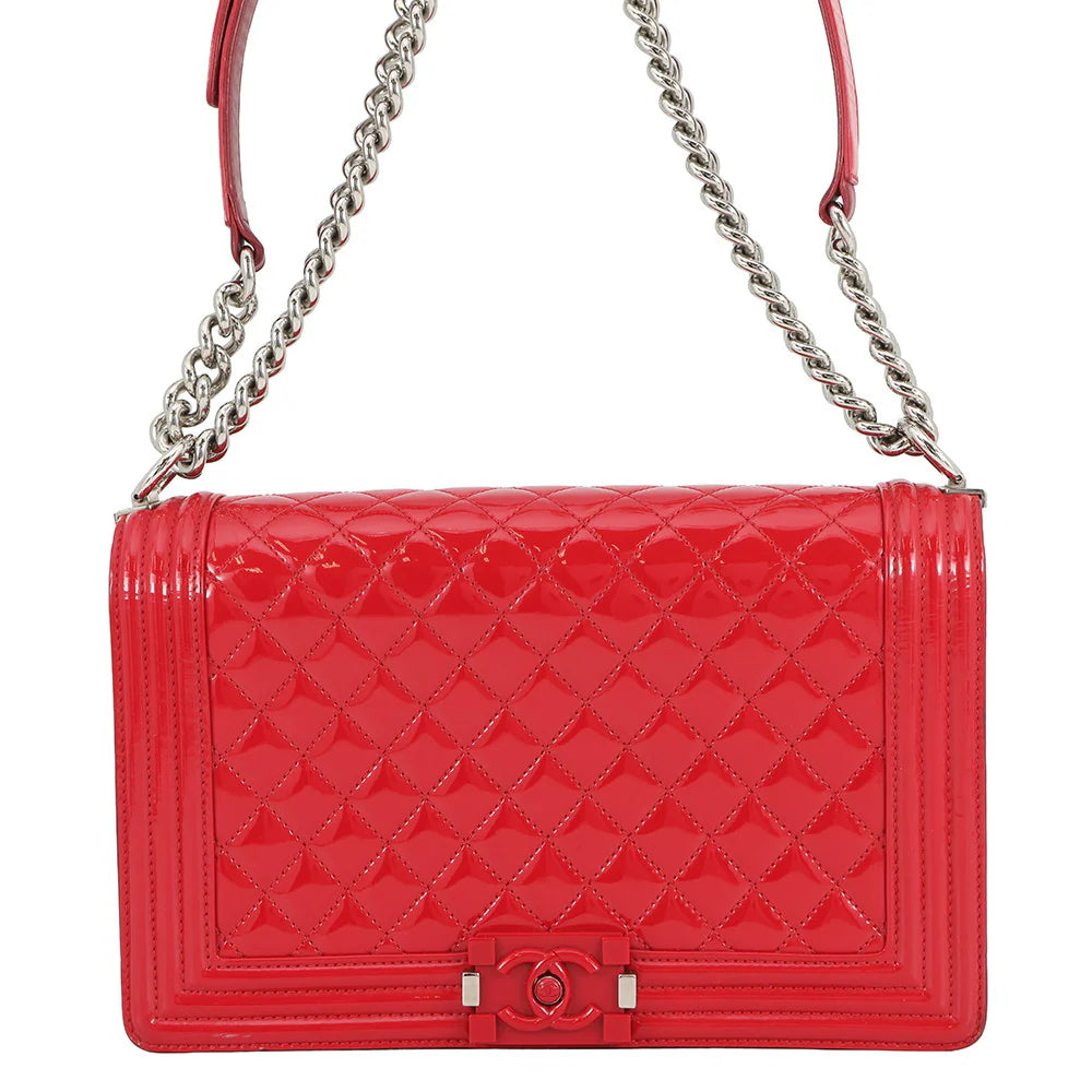 Chanel Red Quilted Patent Bag