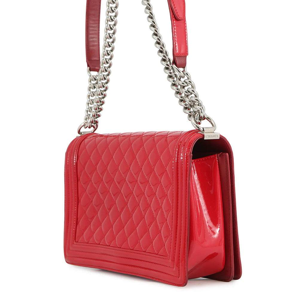 Chanel Red Quilted Patent Bag