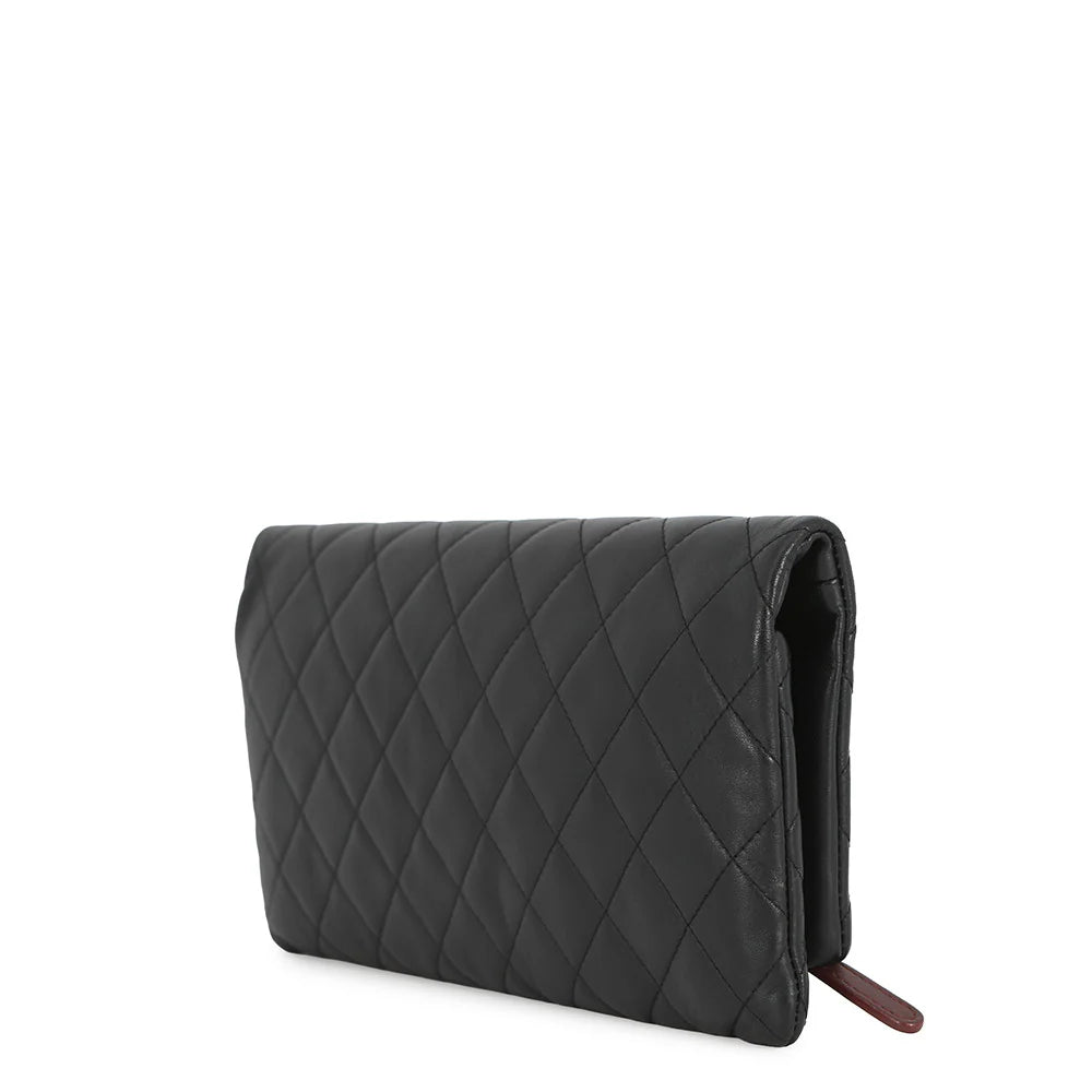 Chanel Black Quilted Fold-Over Clutch