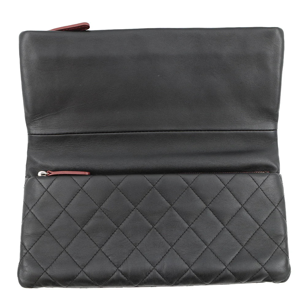 Chanel Black Quilted Fold-Over Clutch