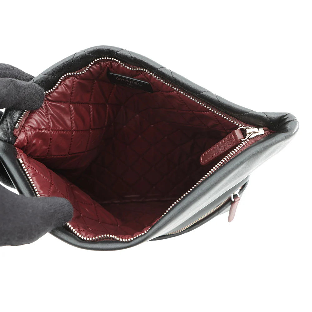 Chanel Black Quilted Fold-Over Clutch