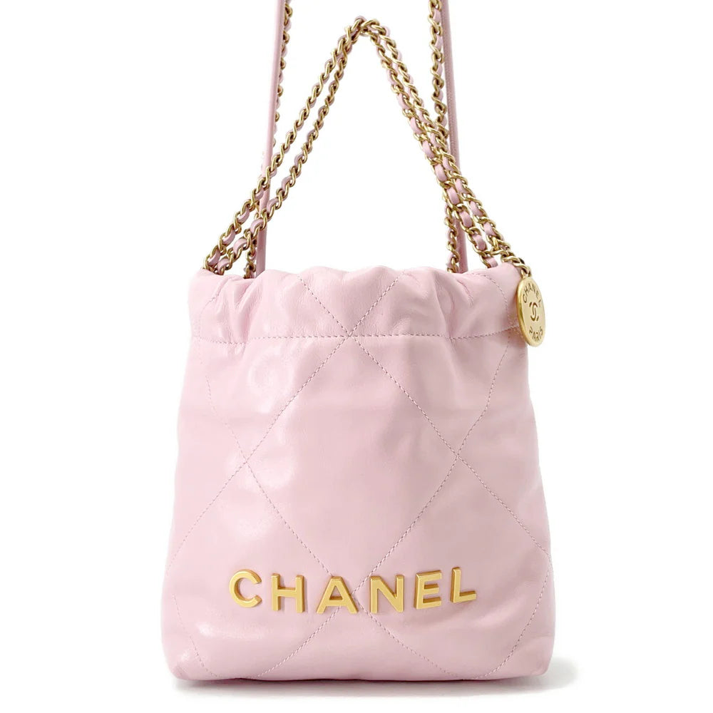 Chanel 22 Mini Quilted Leather Bag - Light Pink