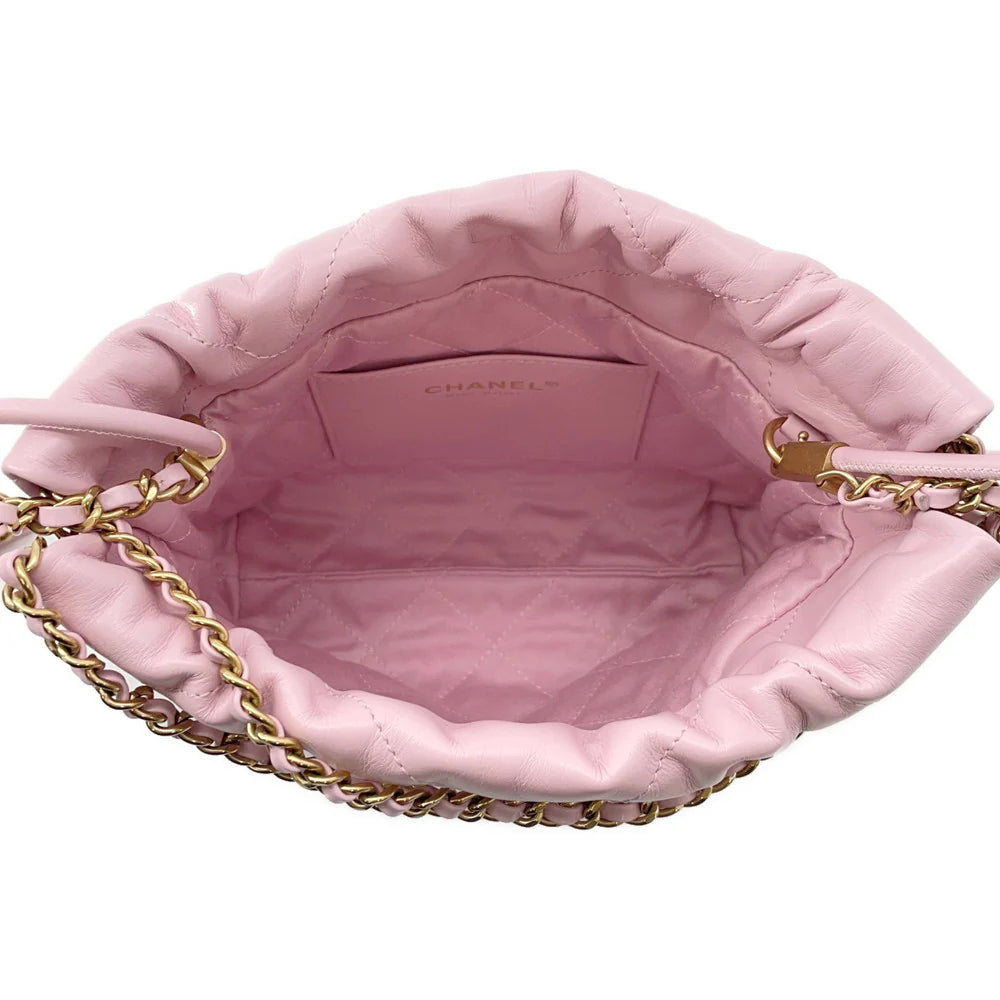 Chanel 22 Mini Quilted Leather Bag - Light Pink