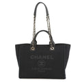 Chanel Black Canvas Deauville Tote Bag