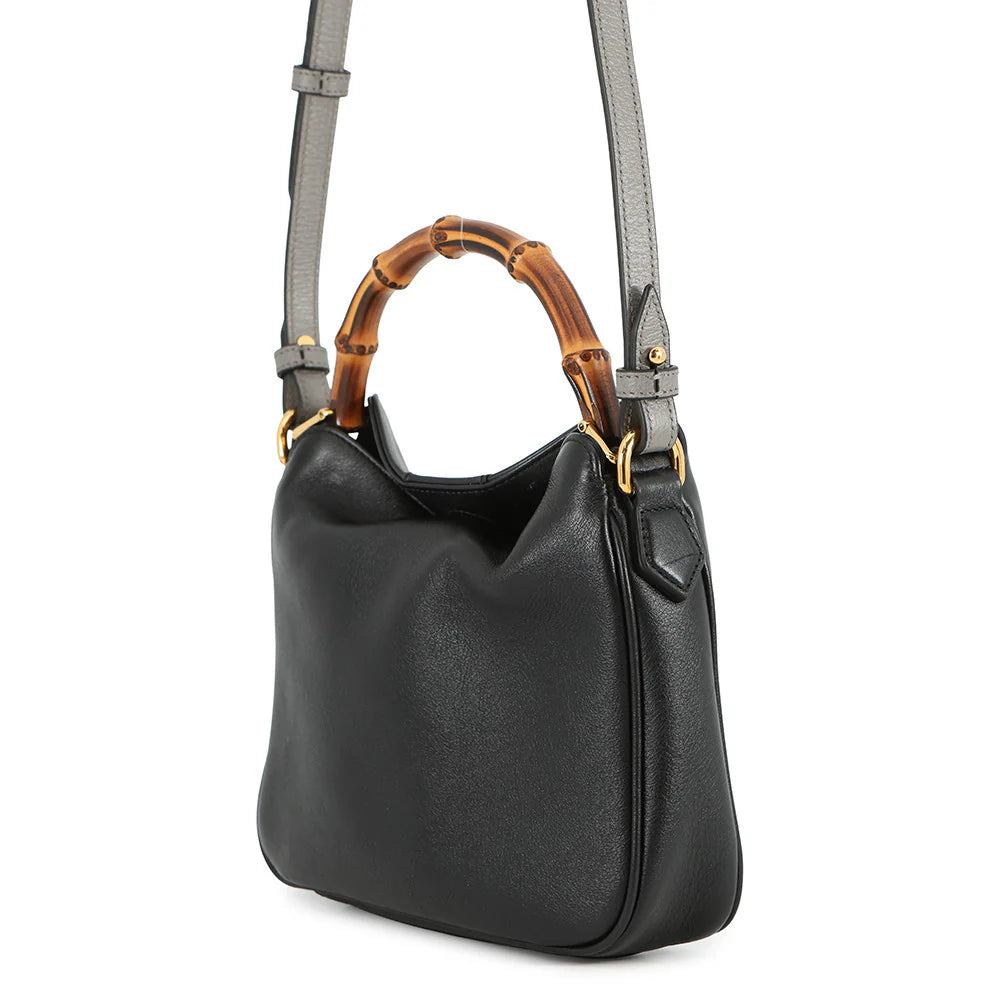 Gucci Black Leather Bamboo Bag