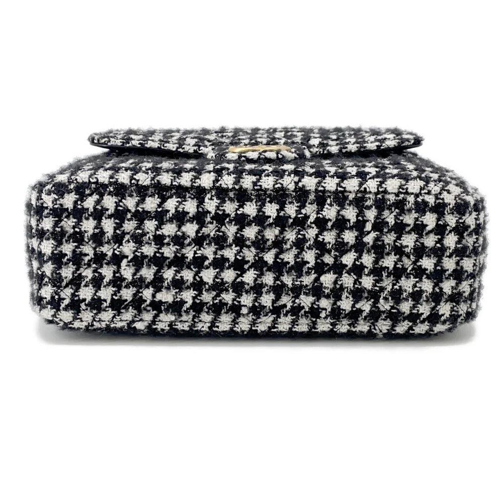 Chanel Houndstooth Tweed Flap Hobo Bag