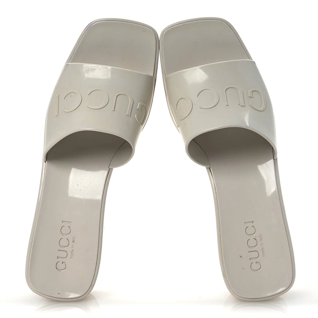 Gucci White Rubber Platform Slides
