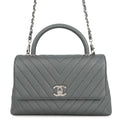 Chanel Grey Chevron Coco Handle