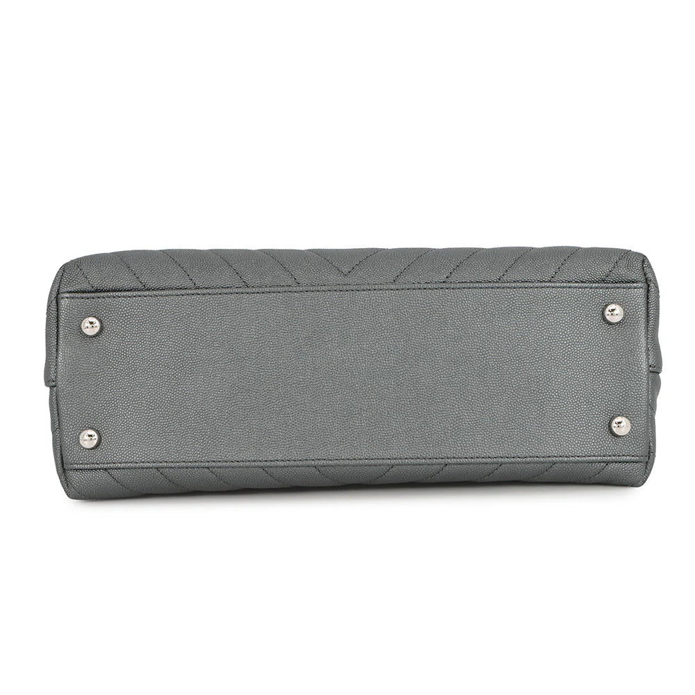 Chanel Grey Chevron Coco Handle