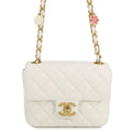 Chanel White Quilted Lambskin Mini Flap Bag with Casino Charms