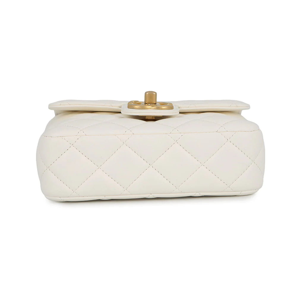 Chanel White Quilted Lambskin Mini Flap Bag with Casino Charms
