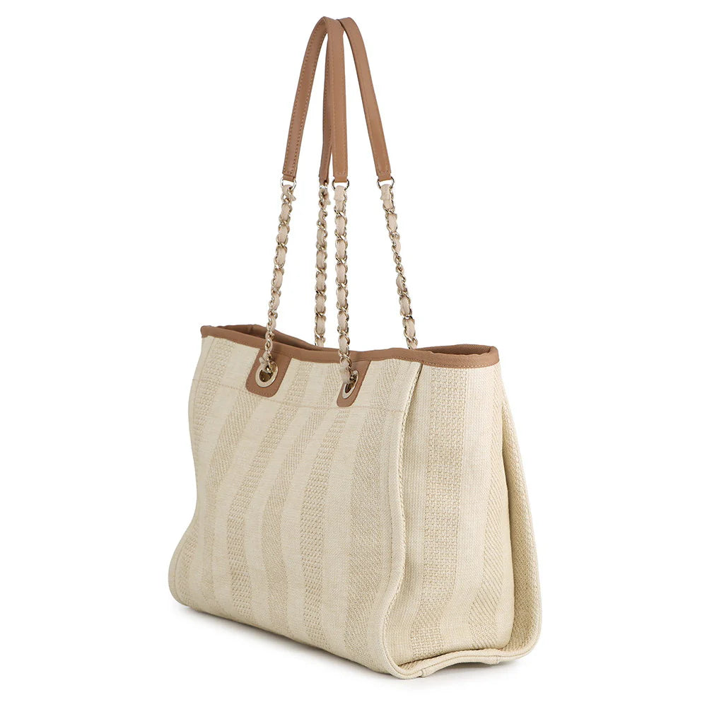 Chanel Beige Canvas Large Deauville Tote Bag