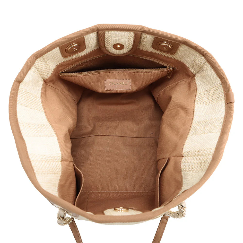 Chanel Beige Canvas Large Deauville Tote Bag
