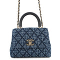 Chanel Blue Quilted Denim Coco Handle Bag