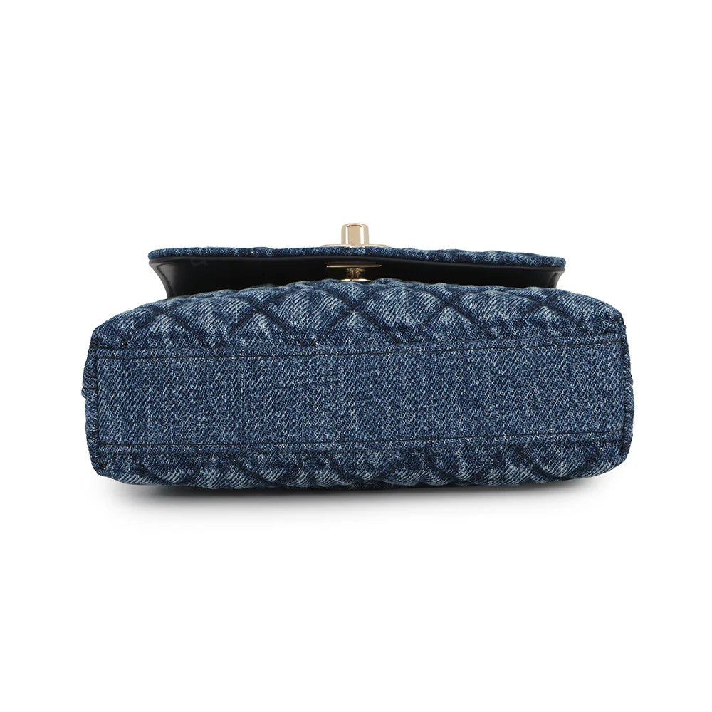 Chanel Blue Quilted Denim Coco Handle Bag