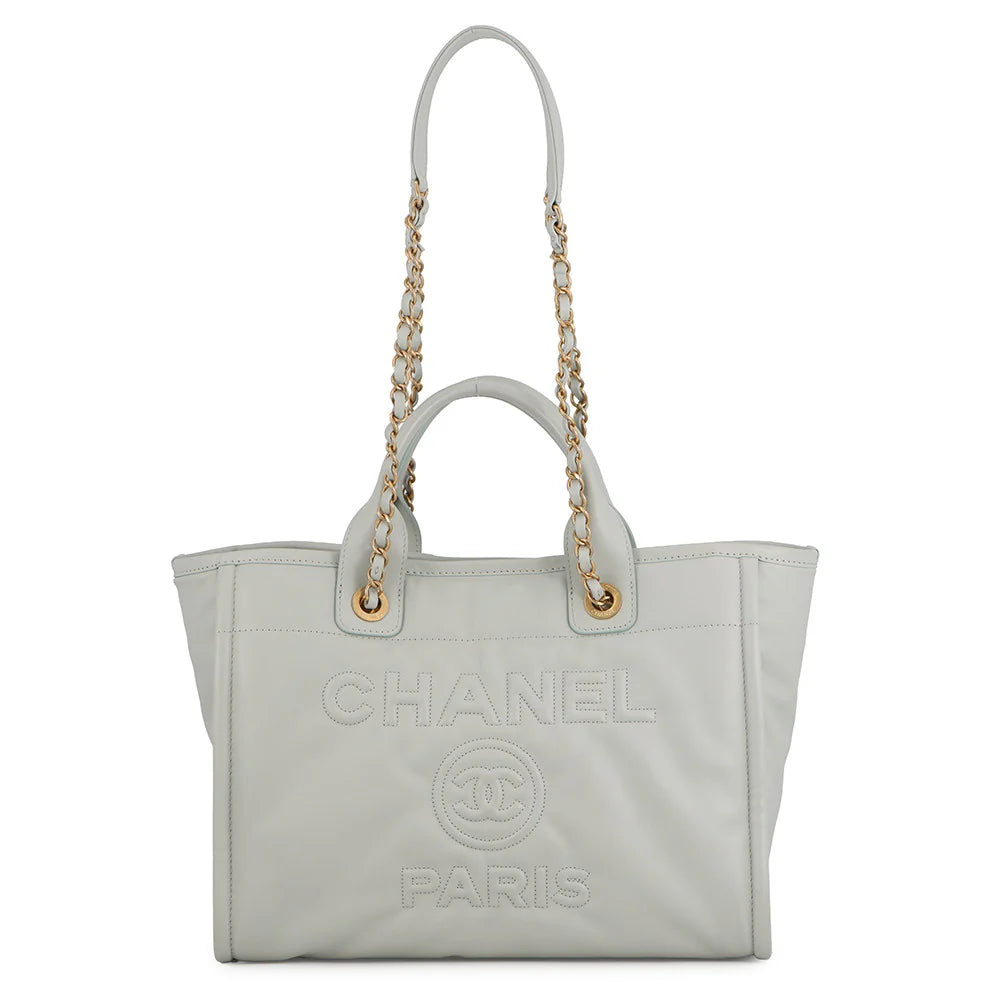 Chanel Grey Leather Deauville Tote