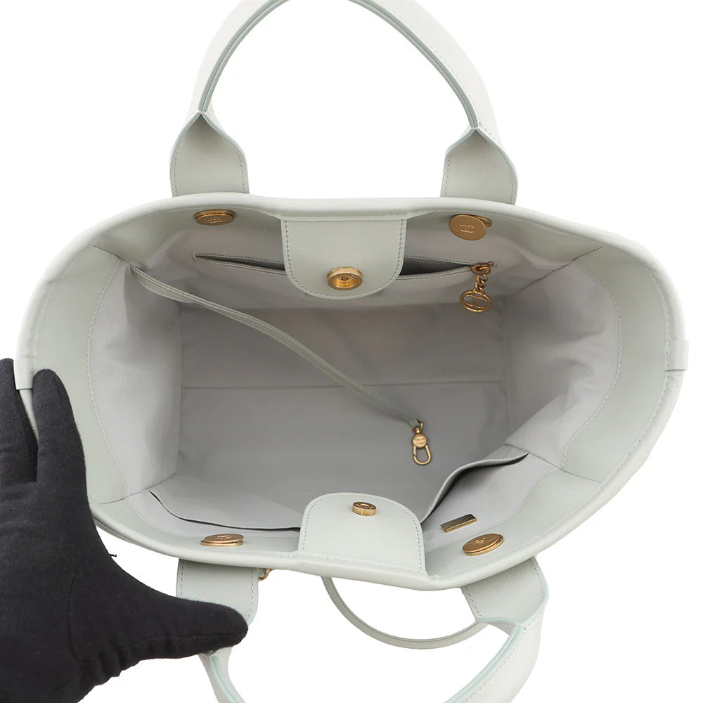 Chanel Grey Leather Deauville Tote