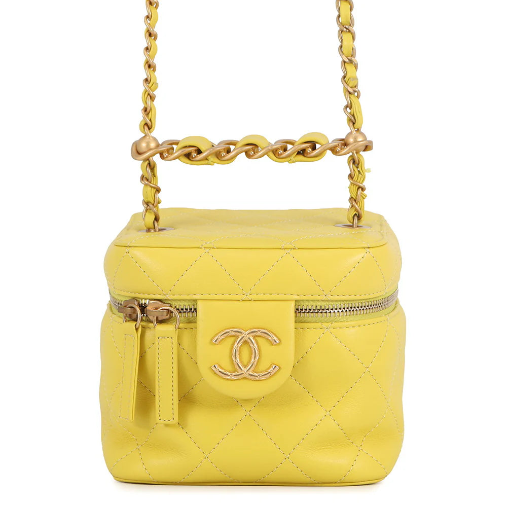 Chanel Yellow Quilted Lambskin Bag
