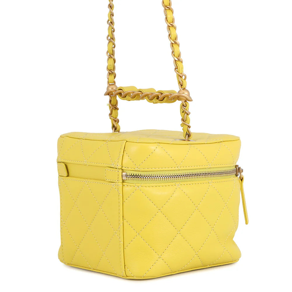 Chanel Yellow Quilted Lambskin Bag
