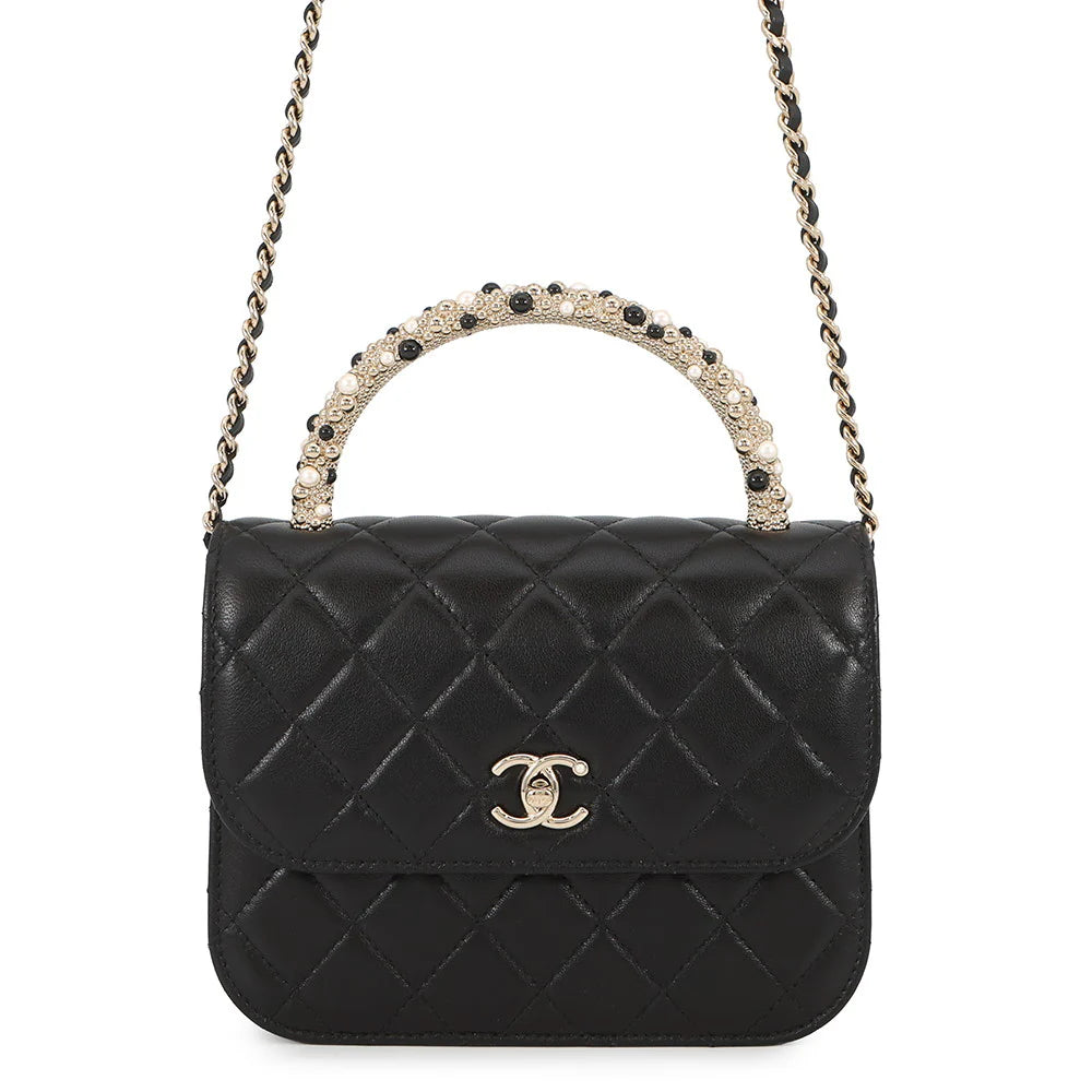 Chanel Quilted Beaded Top Handle Flap Bag