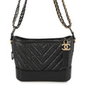 Chanel Gabrielle Black Chevron Small Hobo