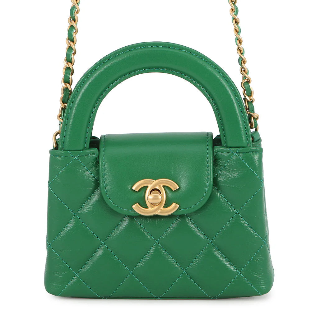 Chanel Green Quilted Mini Top Handle