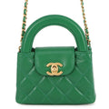 Chanel Green Quilted Mini Top Handle