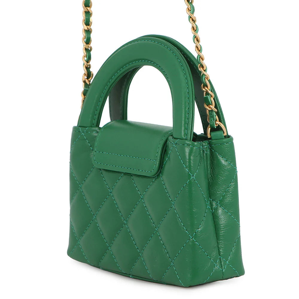 Chanel Green Quilted Mini Top Handle