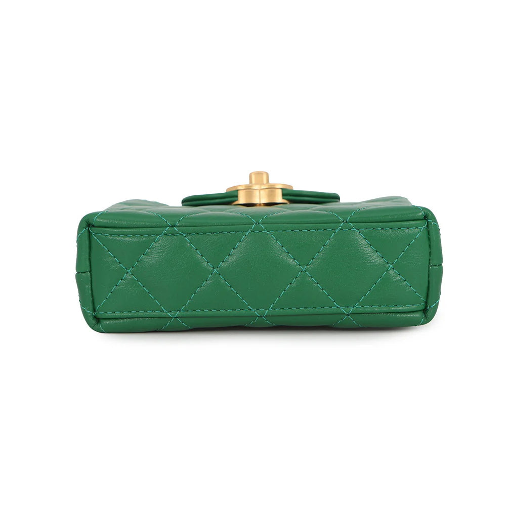 Chanel Green Quilted Mini Top Handle