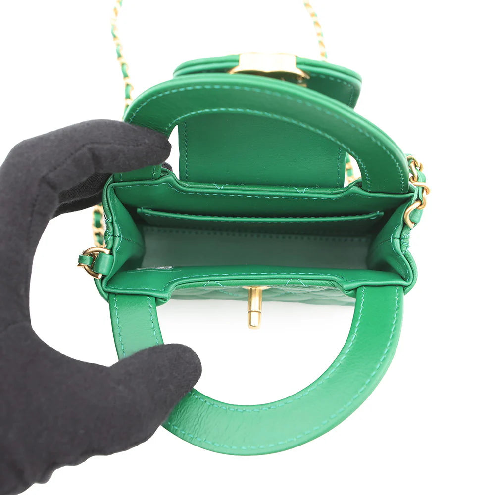 Chanel Green Quilted Mini Top Handle