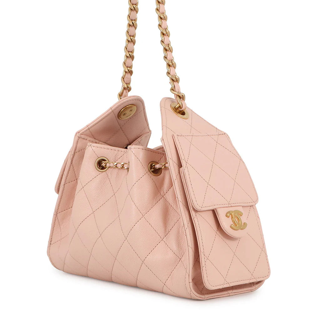 Chanel Pink Quilted Caviar Hobo Bag