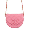 Chanel Pink Quilted Caviar Mini Half-Moon Flap Bag