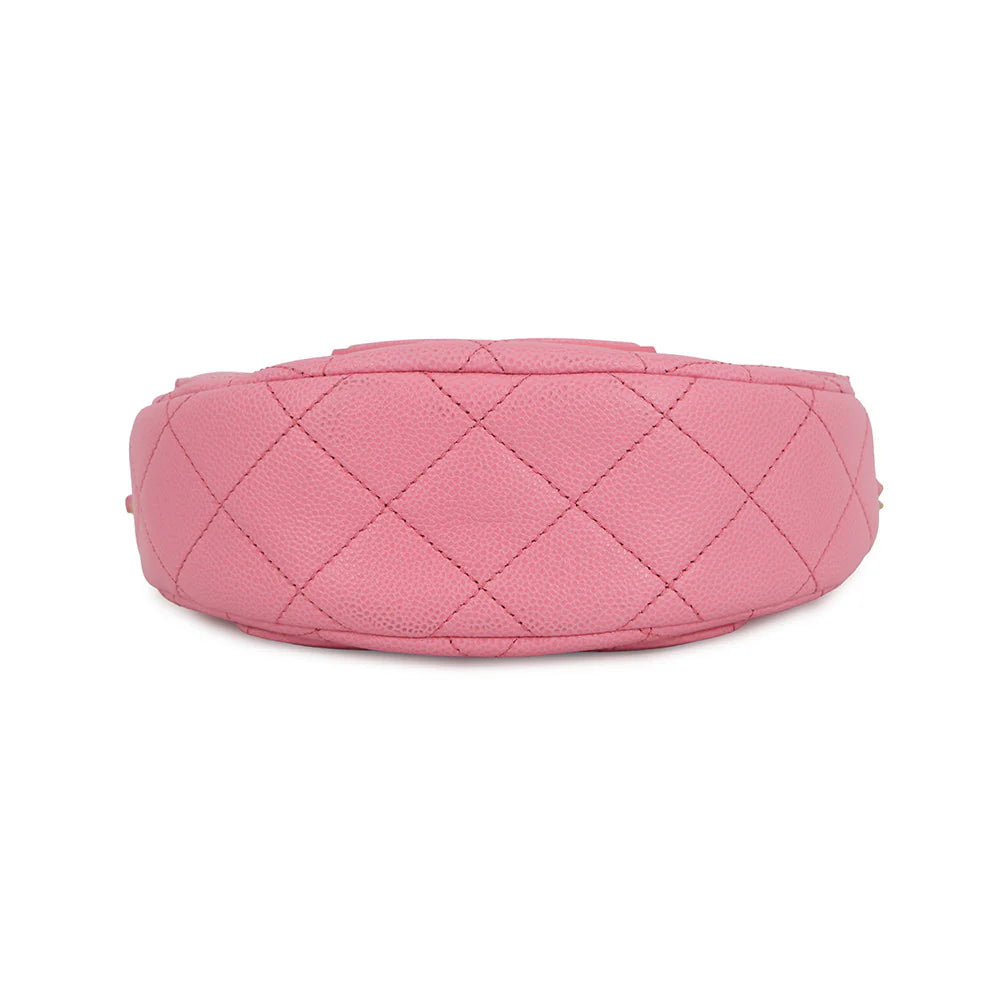 Chanel Pink Quilted Caviar Mini Half-Moon Flap Bag