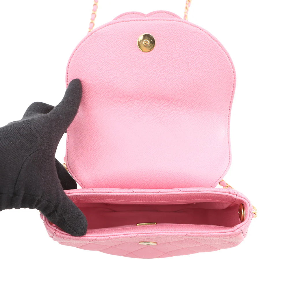Chanel Pink Quilted Caviar Mini Half-Moon Flap Bag