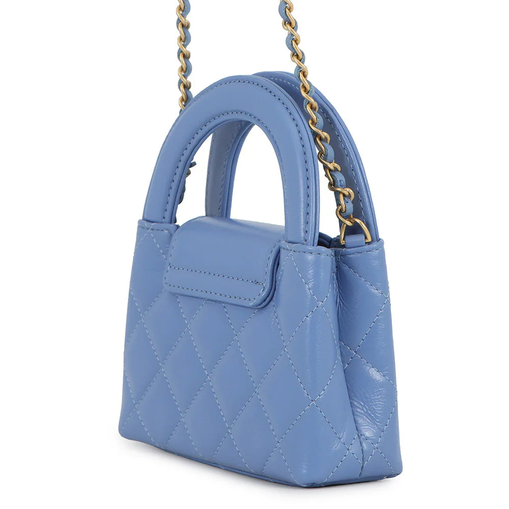 Chanel Blue Quilted Mini Top Handle