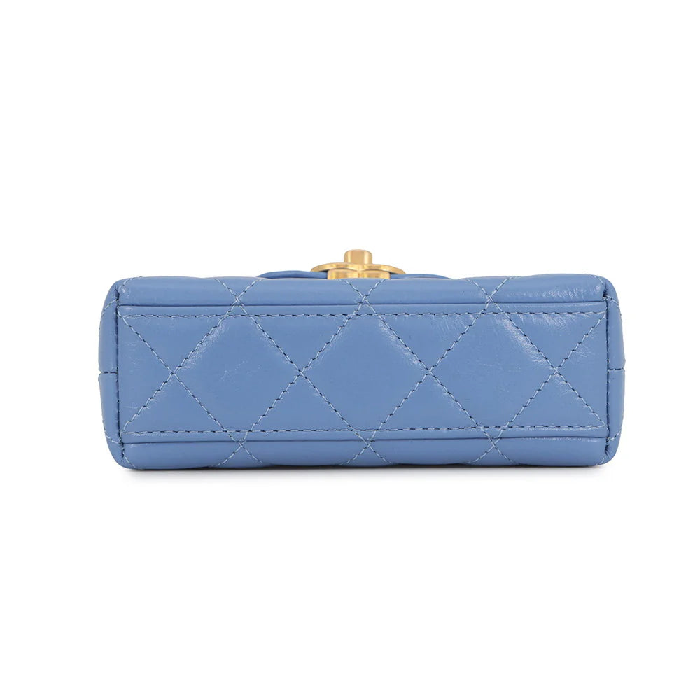 Chanel Blue Quilted Mini Top Handle