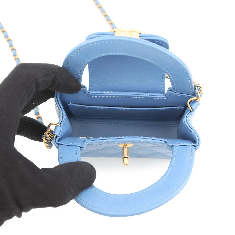 Chanel Blue Quilted Mini Top Handle