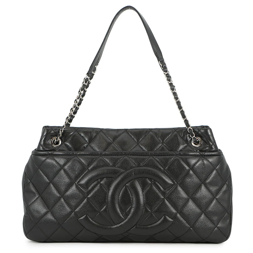 Chanel Black Quilted Caviar Large CC Tote Bag